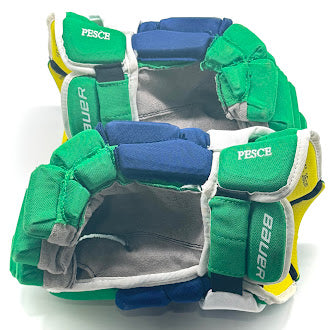 Bauer Supreme 1S - Gant NHL Pro Stock d'occasion - Brett Pesce (Bleu/Vert/Blanc)